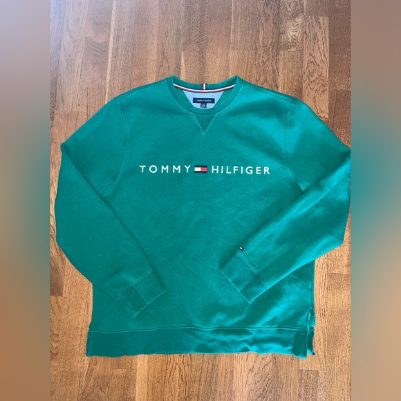 Vintage Tommy Hilfiger Green Crewneck Sweatshirt - Picture 2 of 6